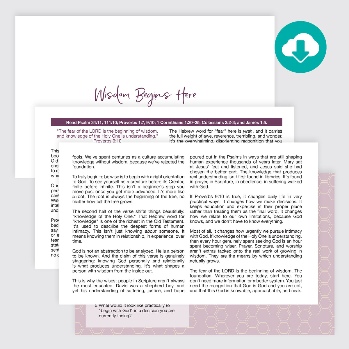 Printable Wisdom Begins Here Devotional